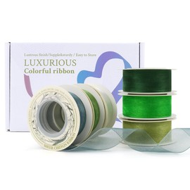 6-Roll Sheer Organza Ribbon 1" x10yd, Mixed Colours, Satin Hem