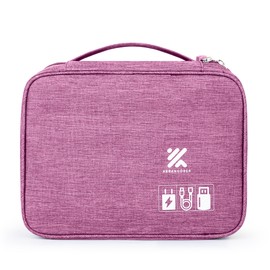 ARRANGÖRER Travel Cable Organizer Bag for Adapters, Cords, and Phone, Mobile Device, Gaming, and Tech Accessories, Waterproof Compact and Portable Storage for Audio and Visual Cabling (Purple)