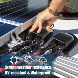 Enhon 2 Pack Waterproof ABS Solar Cable Entry Gland, Weather Resistant Dual Cable Entry Housing for All Types 3mm² to 10mm² RV, Caravan, Marine, Boat, Cabin(Black)