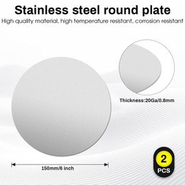 Uxney Stainless Steel Disc，6" Diameter 20Ga 0.8mm Thickness Stainless Steel Round Sheet for Crafts,DIY, Jewelry, Electrical, Repair, Industrial(2 Pac)