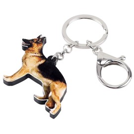 DOWAY Acrylic German Shepherd Keychain Pet Dog Pendant for Women Men Purse Handbag Gifts (Brown-1)