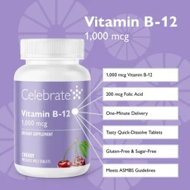 Celebrate Vitamins B-12 1000 Mcg Con Ácido Fólico 90 Tab