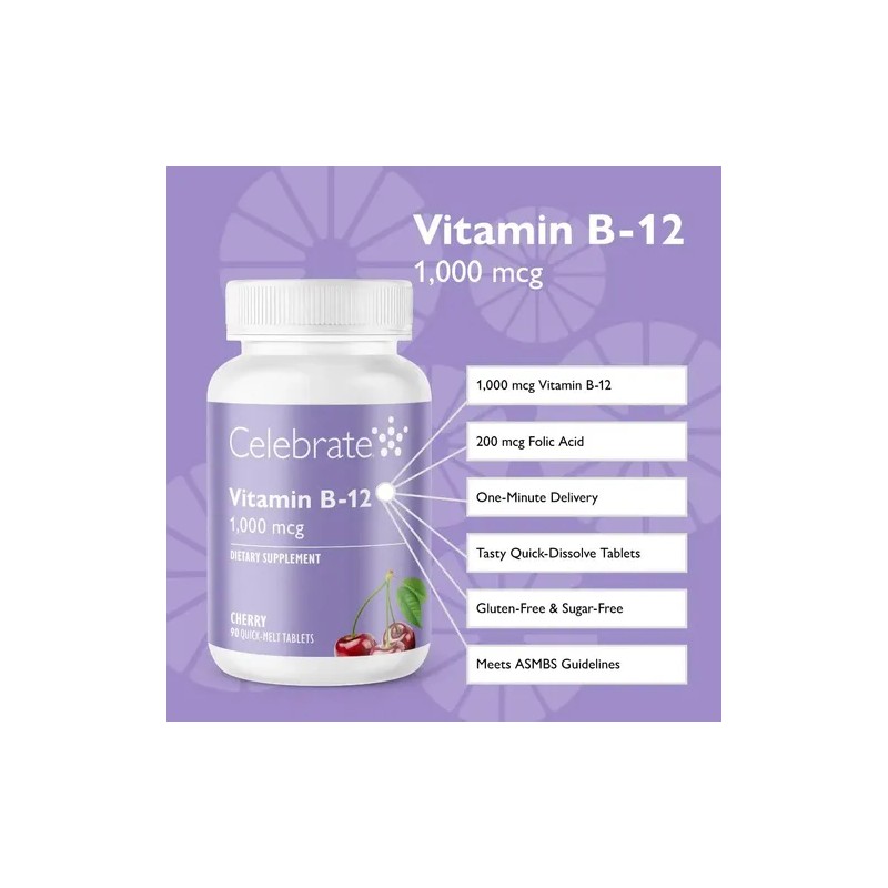 Celebrate Vitamins B-12 1000 Mcg Con Ácido Fólico 90 Tab