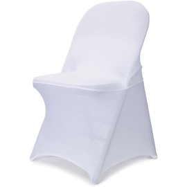 WASIRL Spandex Folding Chair Covers 1 PCS White Stretch Chair Covers Upgraded Universal Washable Fitted Chair Slipcovers Protector for Party, Wedding, Holidays, Banquet, Celebration (White)