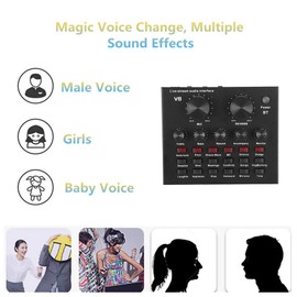 Annadue External V8 Audio Sound Card, Bluetooth Computer Live Broadcast Sound Card, ABS Voice Change Card with 112 Types of Electro Acoustics, 18 Types of Sound Effects, 6 Effect Modes. (Black)