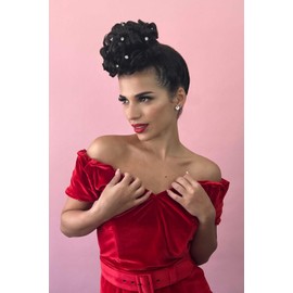 Hair poodle clip-in hairpiece bun vintage style 1950s: Lucille dark brown to blonde #4TN27