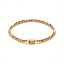 Gold Birthstone Bracelet for Women Trendy Non Tarnish Dainty 18K Gold Plated Stretch Beaded Bracelet Cubic Zirconia Bracelets Birthday Christmas Valentine's Day Gifts January Birthstone Jewelry for Women (January)