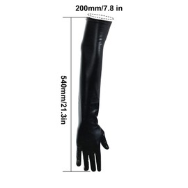 KINBOM Long Elbow Leather Gloves, Cat Woman Accessories, Stretchy 80's Opera Evening Party Dance Glove for Women (Black)