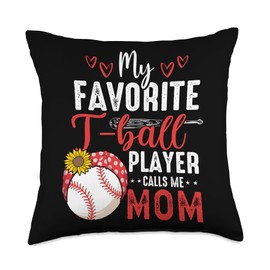 Tball Mom - Baseball Essentials Mama Game Day T-Ball Apparel Throw Pillow
