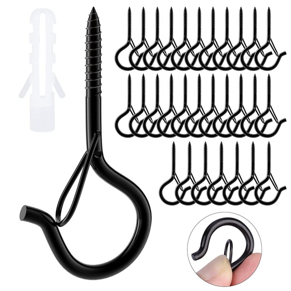 MOGADEE Pack of 30 Screw Hooks Stainless Steel Black Screw