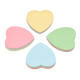 4PCS Heart Shaped Sticky Notes, Colored Sticky Notes Heart Pink Red Blue Cute Fun Love Self-Adhesive Note for Kids School Classroom Office College (Heart)