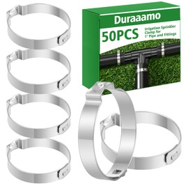 Duraaamo 50 Pcs 1" Irrigation Sprinkler Clamp Pinch Double Gripping Leakproof Hose Pipe Clamps, Solution for Leaking of Drip Irrigation Kit Connector for 1" Pipe and Fittings, Stainless Steel
