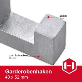 Gedotec Tetris Coat Hook | 1 Piece - Hat Hook Square | Single Hook Chrome Matt | Coat Hook 40 x 52 mm | Wall Hook Wardrobe Invisible | Design Coat Hook Including Mounting Material