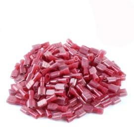 100 Pcs XHF 22-16 AWG Nylon Female Spade Connectors Quick Disconnect Wire Terminals Insulated Wire Crimp Connectors Red