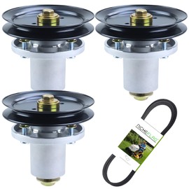 NICHEFLAG 3 Pack 601804 Spindle Assembly with 604704 Pulley 604711 Hustler Deck Belt Replaces 607418 Spindle Assembly Hustler 285-322, 14934 for Huster Raptor SD 60, Fastrak 60, Raptor 60, SD 60 Decks