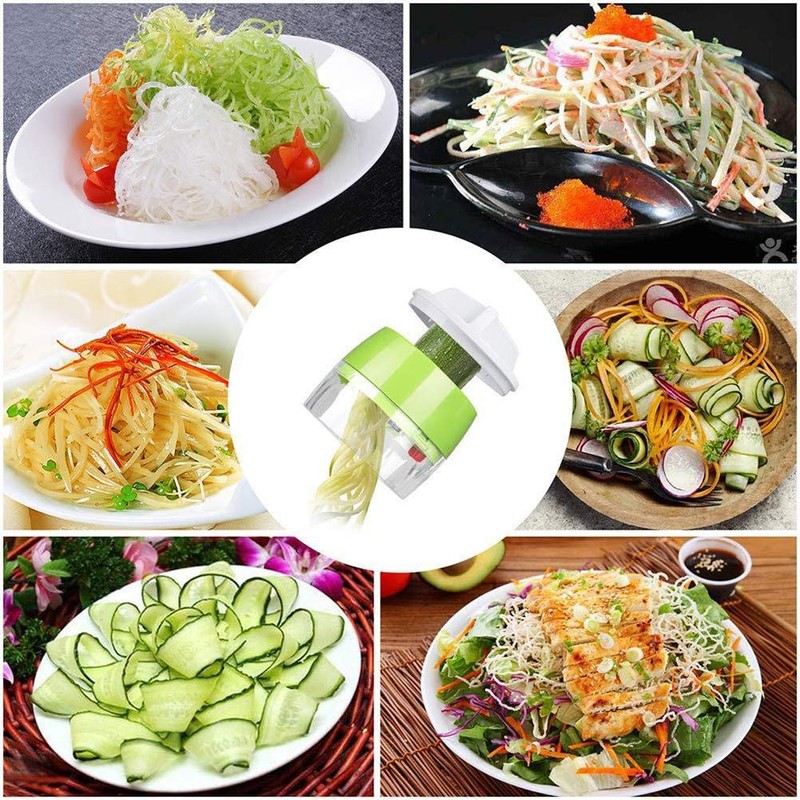 Spiral Vegetable Slicer, Manual Spiral Chopper with 3 Blades and
