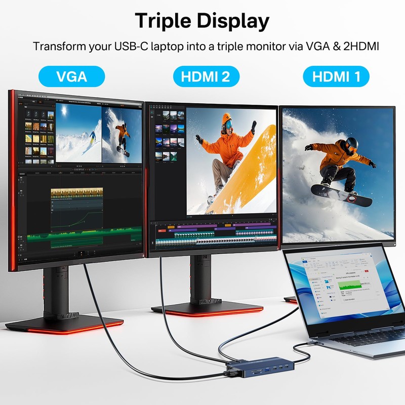 ACASIS 14IN1 USB C Hub Docking Station USB 3.1 3C+2A