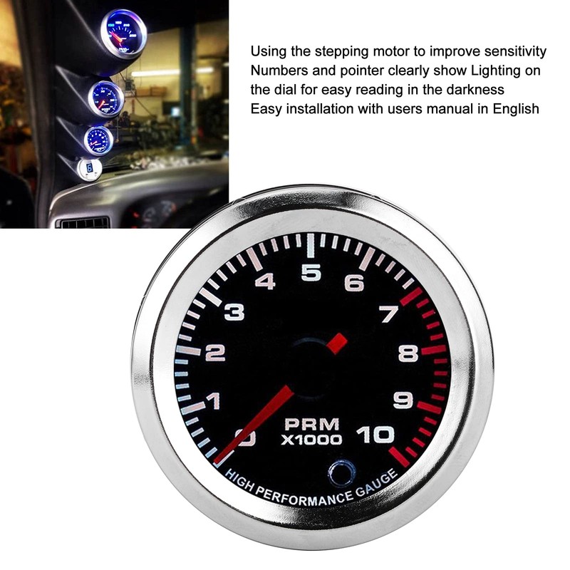 Aramox Car 2" 52mm Tacho Gauge Meter Tachometer RPM Pointer