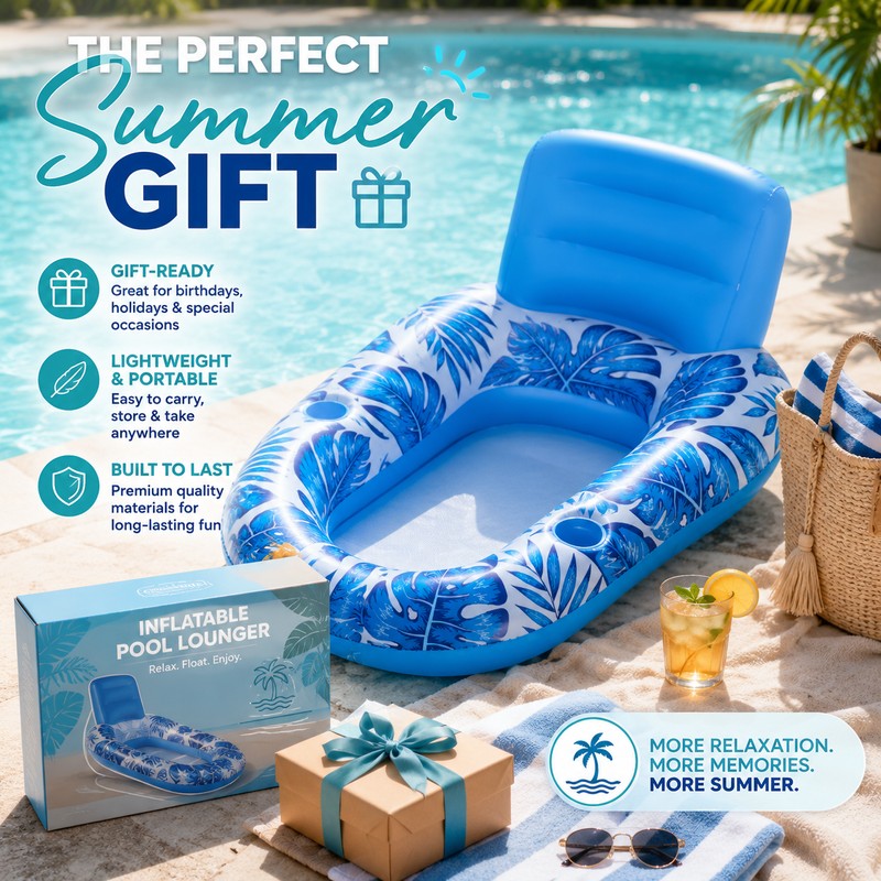 Inflatable Pool Lounger Float for Adults – PVC Floating Chair
