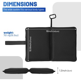 Bike Seat Cushion for Recumbent Bike & Travel | Foldable Padded Gel Exercise Bicycle Seat Cover for Rowing Machine, Concept 2 Rower Accessories - 15" x 10.5" | Non-Slip, Portable, Thick Pad