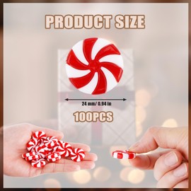 100pcs Christmas Candy Ornaments, Mint Candy Decorations Red and White Peppermint Candy Ornaments Candy Christmas Tree for Home Party Decor