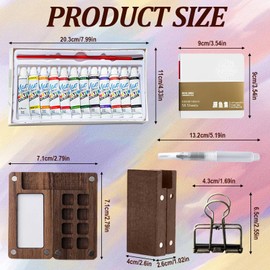Mini Watercolor Paint Set, Mini Watercolor Palette Paint Set, Travel Watercolors Sets, Pocket Watercolors Kit with 8 Grids Palette & 12 Color Paints, Suitable for Painting Enthusiasts