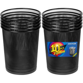 SHSYCER Black Mesh Trash Cans 4 Gallon, 10 Pack, Metal Wire Wastebaskets, Waste Basket Trash Can, Small Trash Cans, Recycling Garbage Container Bin for Office, Home, Bedroom