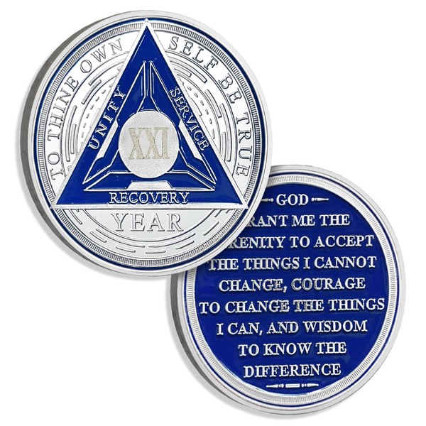 21 Years Sobriety Chips AA Coin Alcoholics Anonymous Medallion Sobriety