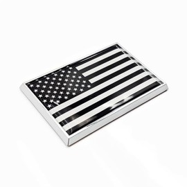 US American Flag Sticker Emblem Black USA Decal Car Chrome Flags, 2 Pack, 3 x 2 inches