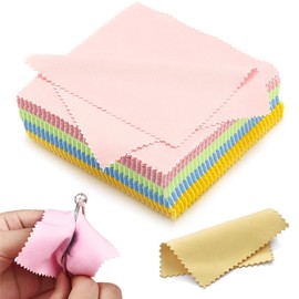 ZYBHMJE 50 Pcs Jewellery Cleaning Cloth Soft Polishing Cloth Sterling Silver Platinum Silver Jewelry Cleaning Cloth(4 colours)