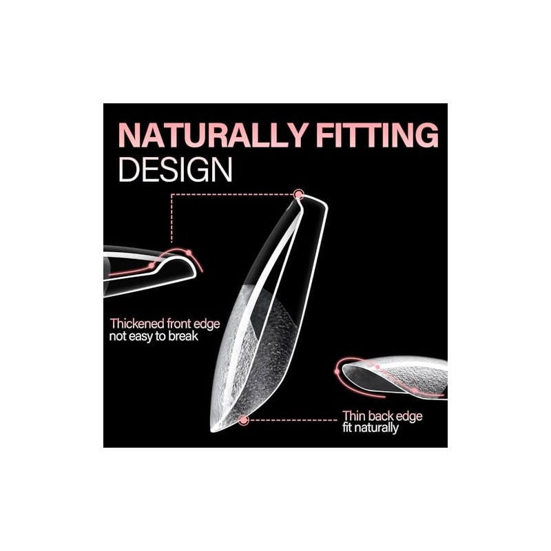 AILLSA Puntas de uñas postizas de ataúd medianas - Puntas