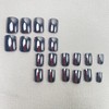 Chrome Black Press on Nails Short Square Fake nails Metallic