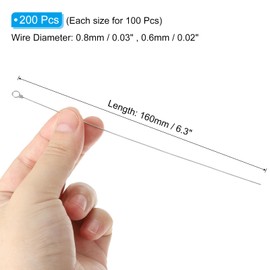 PATIKIL Fishing Looped Spinner Shaft 160mm/6.3", 200Pcs Stainless Steel Looped Wire Spinner Baits Fishing Lure Making Supplies Rigs for Freshwater Saltwater Bass Walleye Salmon Catfish