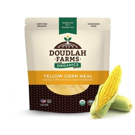 Organic Yellow Cornmeal 5 lb Fine Grind - Non-GMO, Gluten-Free, Sugar-Free, Farmed From Regenerative Soil, Vegan, Grown In USA, For Baking Cornbread, Muffins, Pancakes, and More by Doudlah Farms