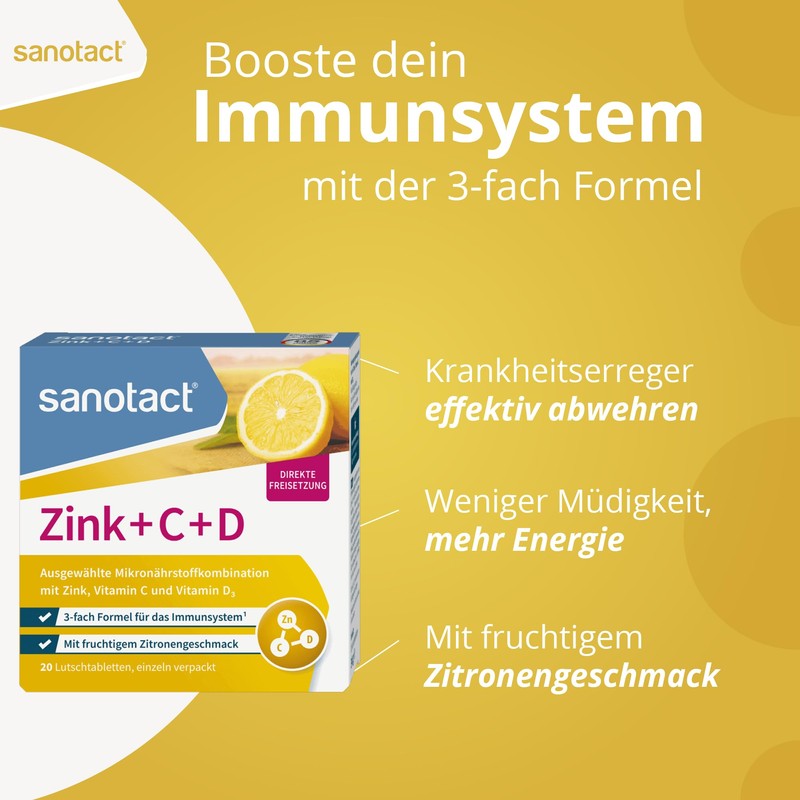 sanotact Zinc + C + D (20 Lozenges) • Zinc