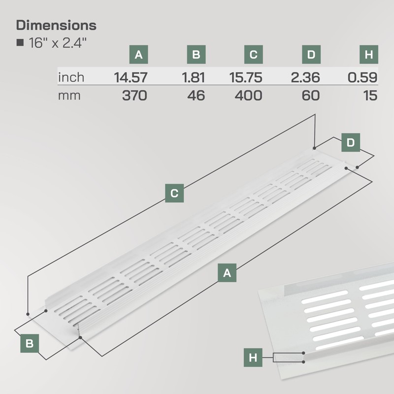 Vent Systems 400 x 60 mm / 16" x 2.4"
