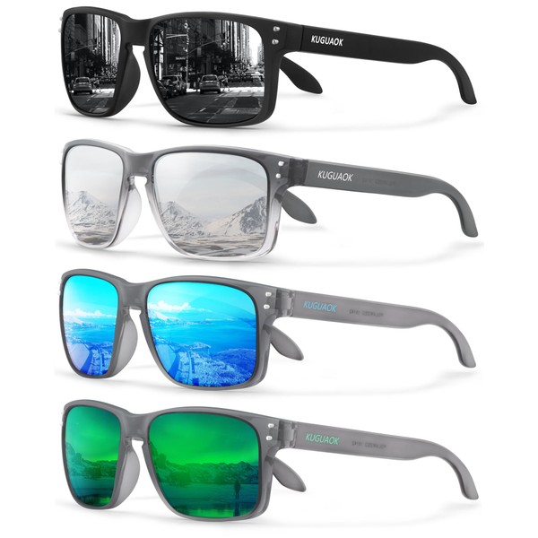 KUGUAOK Polarized Square Sunglasses For Men and Women Matte Finish