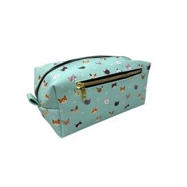AWW GIFFTS Funny Faces Kitten Cats by OCS Designs Cosmetic Makeup Bag - Aqua Color Fluffy Colorful Cat kitten Case Portable for Toiletry Travel and gift | 9x5x5 inches