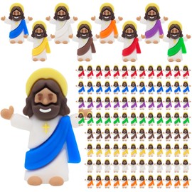 Yelakey 100 Pcs Brown Little Mini Jesus Figures Miniature Jesus Original Design to Hide and Seek Religious Party Favors Baptism Gift for Easter Egg Stuffers Fillers