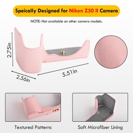 VOVMOEYA Protective Camera Case for Nikon Z50 II Mirrorless Camera,for Nikon Z50II Half Case with Soft Microfiber Inner for Nikon Z50 II Camera Cover Function Well 1/4"-20 Hole Retro PU-PK