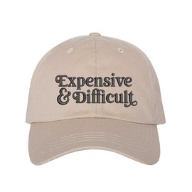 DSY Lifestyle Expensive & Difficult Embroidered Baseball Hat (US, Alpha, One Size, Stone)