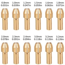 EATBALE Collet Set for Dremel 225 3000 4000 4250 4485 8220 Accessories Kit, 4485 Brass Collet(0.8mm-3.2mm) Metal Nut Quick Change Multi Tools Rotary Tool Shock Resistance Replacement Parts