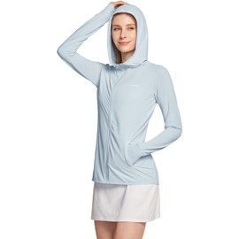 Tesla Women's Long Sleeve Zip-up Rash Guard, Sun Protection, Hoodie, UPF 50+, Sweat Absorbent, Quick Drying, Dry, Active, Long Sleeve, Sports Trainer, sky blue (FSZ24)