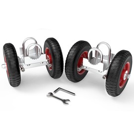 Blütezeit Rolling Gate 8'' Heavy-Duty Rubber Wheel Carrier 2pcs, Double-U Bolts Gate Rollers for Driveway Chain Link Fence Metal Tube Gates, Pack of 2