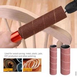 Spindle Sander Adaptor, Hand Held Rubber Sanding Drum, 1.5in Mandrel Aluminum Alloy Drill Sanding Mandrel Kit, Spindle Sander Sleeves for Wood Metal