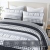 DJY Grey Striped Quilt Queen Size, Black Gray Boho Striped