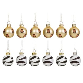 Sass & Belle Leopard & Zebra Mini Baubles - Set of 12