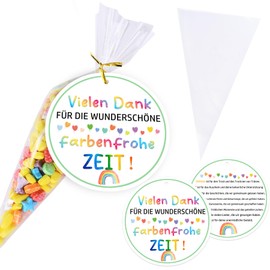 MKISHINE Pack of 20 Farewell Gift Teacher Pendants Thank You For The Beautiful Time, Nursery Gift Tags with Cone Bags Farewell Gift Teacher Thank You Gift Day