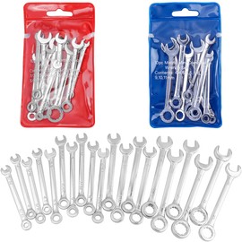 Wolfride 20Pcs Mini Wrench Set Metric SAE Ignition Wrench Sets Open and Box End Wrench Set Small Combination Wrench Sets 4mm-11mm & 5/32"-7/16"