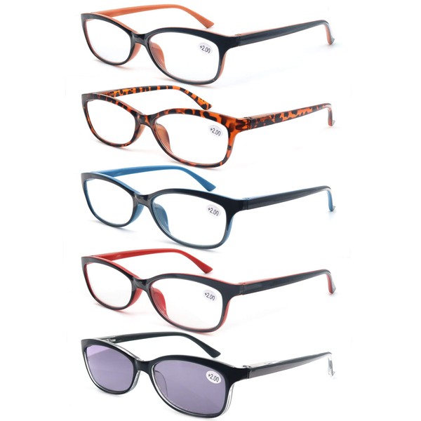 OLOMEE Reading Glasses Womens Colorful Ladies Sun Readers +2.50 Cheaters